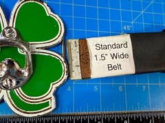 Lucky Four Leaf Clover Shamrock Green Silver Novelty Bottle Opener & Belt Buckle