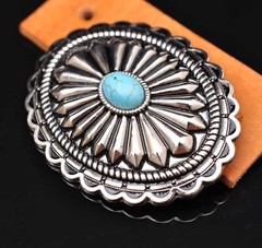 Bling Silver Southeast DIY Floral Turquoise Leather Belt Buckle Replacement 40mm