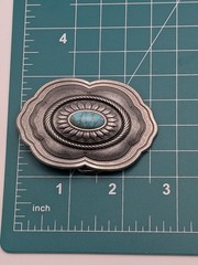 Catchfly Studio Western Belt Buckle Faux Turquoise Silver Tone Cowgirl Boho