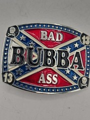 Battle Flag Bad Ass Red White & Blue Stars States Belt Buckle