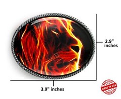 Lion Belt Buckle – King of the Jungle Handmade Artisan Oval Belt Buckle -752