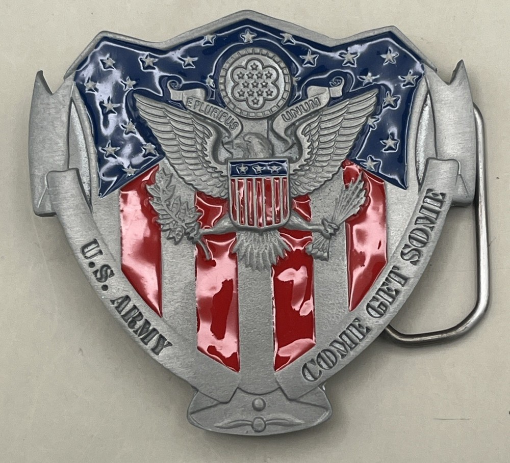 Vintage Great American Products Belt Buckle United States Army “COME GET SOME”