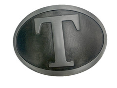 Initial Block Letter T Montana Silversmiths RARE Grey & Black Color Belt Buckle