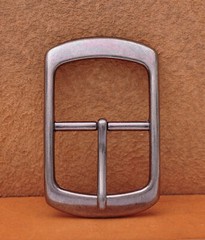 Solid Silver Center Bar Belt Buckle for Leather Belt Replacement Fit 38mm Strap