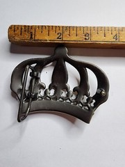 Retro Bronze GOLD CROWN WITH RHINESTONES BELT BUCKLE Queen Princess