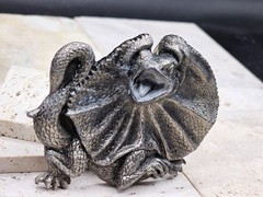 Vintage Frilled Lizard Pewter REPTILE Belt Buckle Australian Animal Series