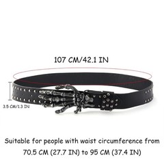 Gothic Punk Skull Head Leather Buckle Belt Metal Skeleton Waist Band