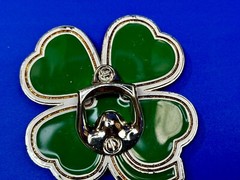 Lucky Four Leaf Clover Shamrock Green Silver Novelty Bottle Opener & Belt Buckle