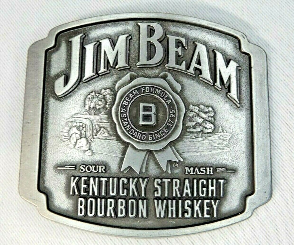 NEW Jim Beam Sour Mash Kentucky Straight Bourbon Whiskey Pewter Belt Buckle