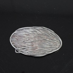 Dark Antique Silver Oval Belt Buckle Organic Textured Finish
