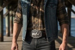 Men Women Dark Silver Metal Belt Buckle Deer Nature Hunter Rodeo Fashion Jeans
