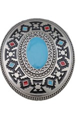 Men Women Buckle Silver Metal Western Fashion Turquoise Blue Ethnic Bohemian