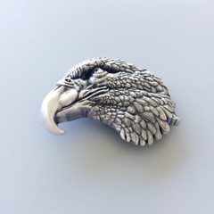 Vintage Silver Plated Eagle Head Western Belt Buckle
