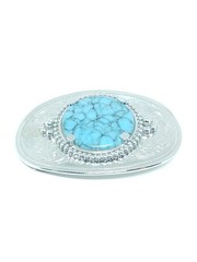 Western Style Belt Buckle With Large Faux Turquoise- 3.5&Prime; X 2 3/8&Prime;.