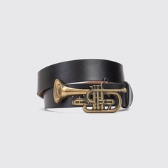 Baron Buckle Gold Solid Brass Trumpet Vintage 1979 Novelty Leather Belt Included