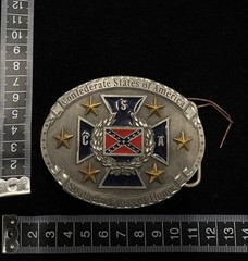 silver colored belt buckle “southern Cross of Honors” red white blue colors RARE