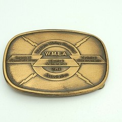 Solid Brass Belt Buckle Western Mining Electrical 1983 Indiana Metal Craft USA
