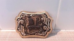 Vintage? Unmarked Belt Buckle Flower Pattern Pre-owned