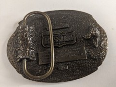 Kessler Belt Buckle The Spirit of Wisconsin 1993 Smooth as Silk bronze wearing