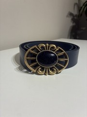 Blue Goldstone Belt Buckle – Antique Brass Finish