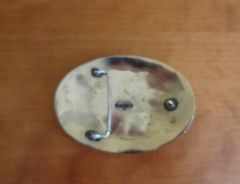 Vintage Handcrafted German Silver Two Tone Oval Metal Buckle with Eagle