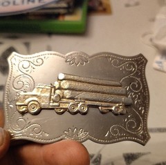 Silver Western Truck Belt Buckle for Men Metal Rectangular Antique Finish