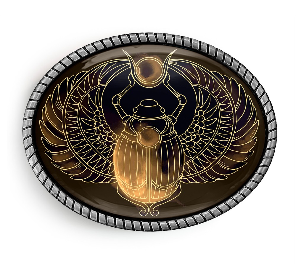 Scarab Belt Buckle – Egyptian Ornate Ancient Beetle Art Handmade Buckle – 960
