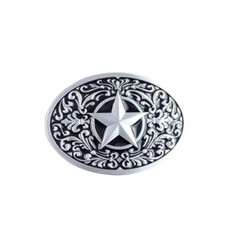 Black Enamel Southwest Flower Western Star Oval Belt Buckle Boucle de Ceinture