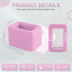 2PCS Seat Belt Buckle Holder, Universal Silicone Rear Seat Belt Booster & Pink