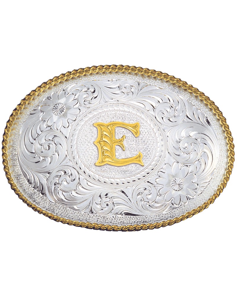 Montana Silversmiths Engraved Initial E Western Belt Buckle Multi