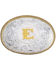 Montana Silversmiths Engraved Initial E Western Belt Buckle Multi