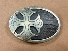 Maltese Celtic Iron Cross Gothic Punk Biker Black & Silver Color Belt Buckle