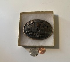 Vintage 1987 Metal Belt Buckle, Brass, Ericson, Nebraska, Nice Western Design