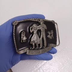 Vintage Buckles of America Masterpiece Western Dancing Belt Buckle USA Cowboy