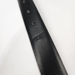 Calvin Klein Black Leather Belt Small 31&Prime; Glossy Silver Buckle #640556 EUC