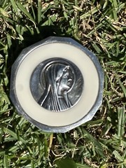 Virgin Mary Vintage Belt Buckle – White And Silver
