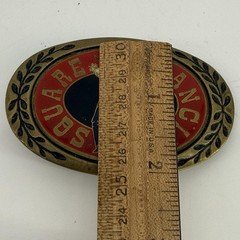 VINTAGE ADM SQUARE DANCING BELT BUCKLE RED ENAMEL Western