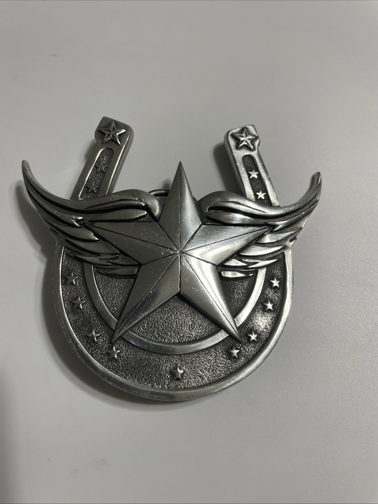 Lucky Horseshoe Winged Star Fine Pewter 2004 Belt Buckle Great American Products