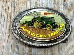 America&rsquo;s Tractor Agricultural Farm Scene Farmers Western Style Belt Buckle