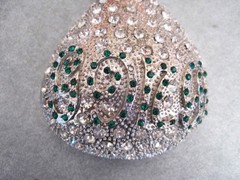 Belt Buckle Silver Pot of Gold with Green and white CZ&rsquo;s stones Very Heavy