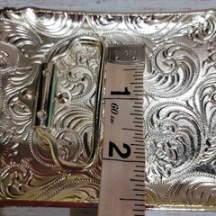 Longhorn belt buckle Western Rodeo Silver & Rose Texas-style