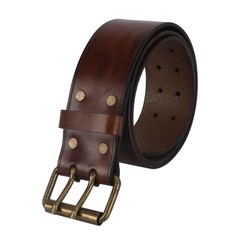 TOURBON Leather Belt 27-40 inch for Men with Double Prong 40-inch Long, Brown