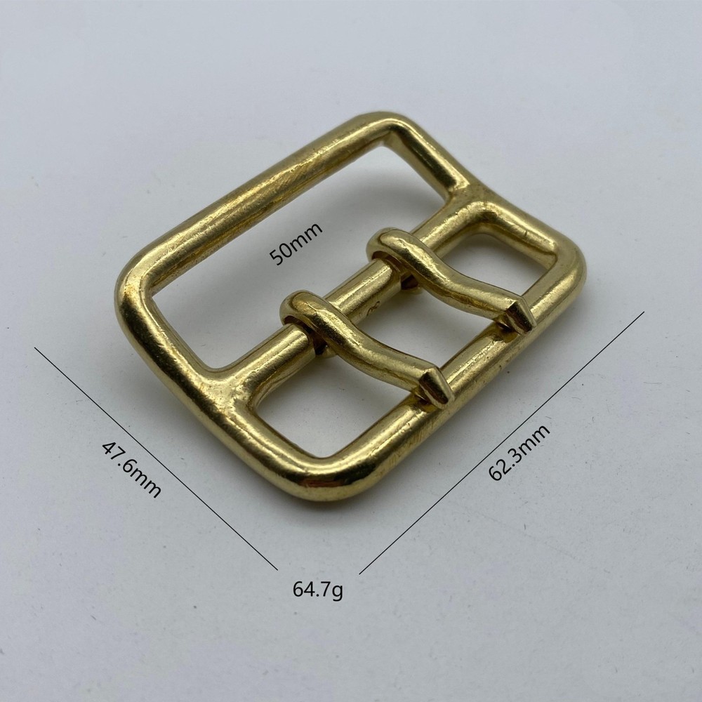 50mm Brass Buckle Sam Browne Double Prong Buckle Leather Belt Buckle