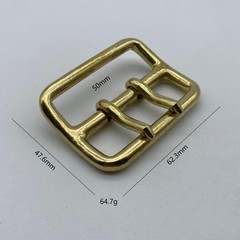 50mm Brass Buckle Sam Browne Double Prong Buckle Leather Belt Buckle