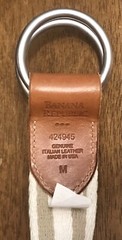 Banana Republic White/ Tan Striped Canvas Italian Leather Belt M 41”overall GUC