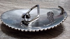 Vintage Nocona Western Belt Buckle Bull Rider Rodeo Silver Tone Floral Engraved
