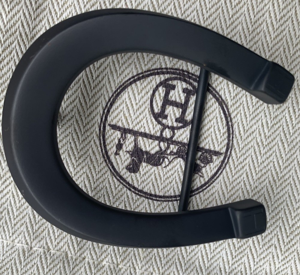 Hermes Buckle Waist Belt 38mm Plated Black Hermès Fer à Cheval horseshoe-shaped