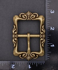 Retro Brass Flower Pin Center Bar Belt Buckle for Leather Belt Fit 33mm Strap