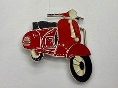 Red & Black White Vespa Classic Scooter Motorcycle Design NOS Belt Buckle