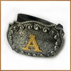 For Rodeo Initial Letter A to Z Western Cowboy Shine Metal Fashion Belt Buckle